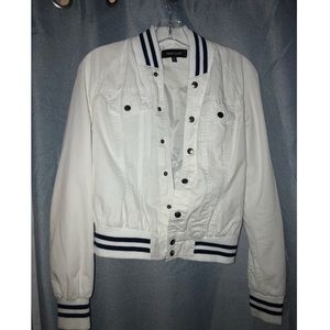 White jacket with blue detail